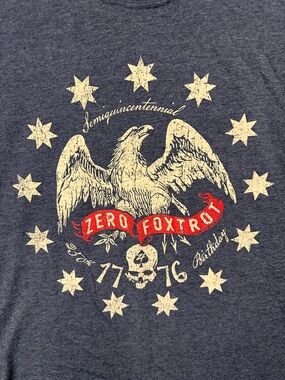 Zero Foxtrot Semiquincentennial 250th Birthday Graphic Tee Heather Navy Men’s XL